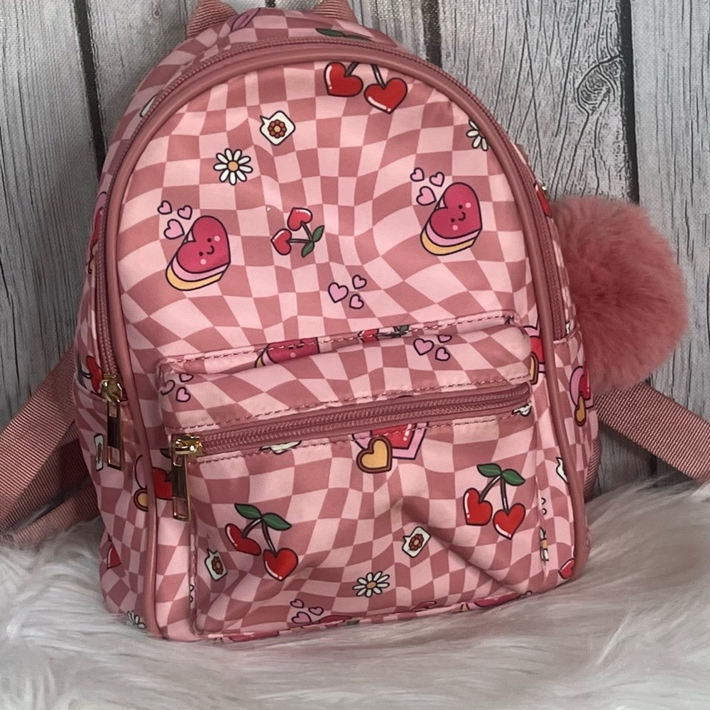 Pink Heart Pattern Kids Backpack - Picture 5 of 5